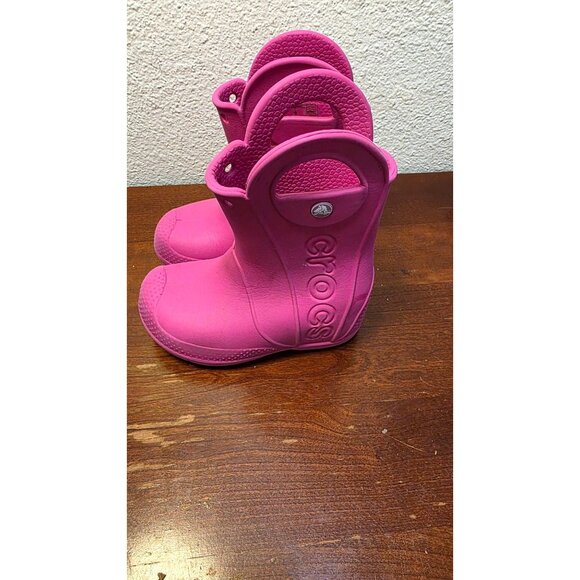 Crocs Kids Handle It Pink Rain Boots Size C8 Durable & Lightweight Waterproof Sh - Picture 4 of 6